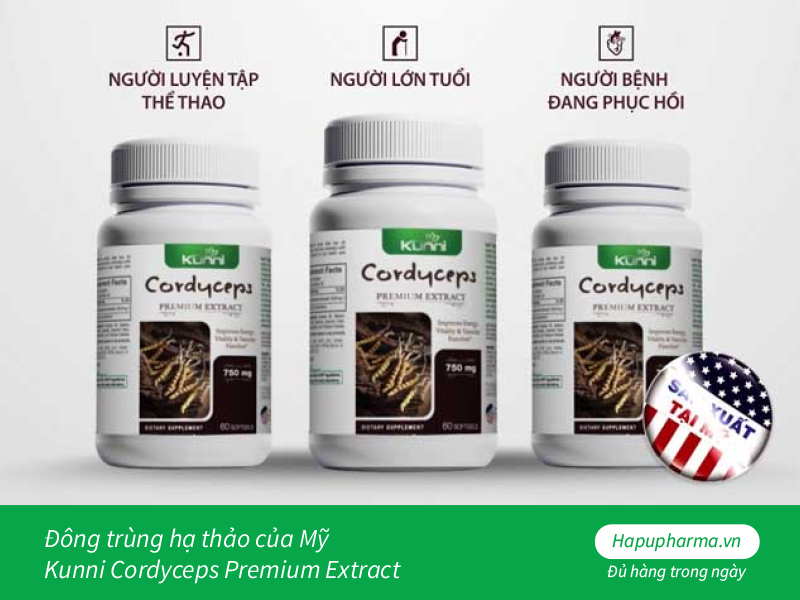 Đông trùng hạ thảo của Mỹ Kunni Cordyceps Premium Extract